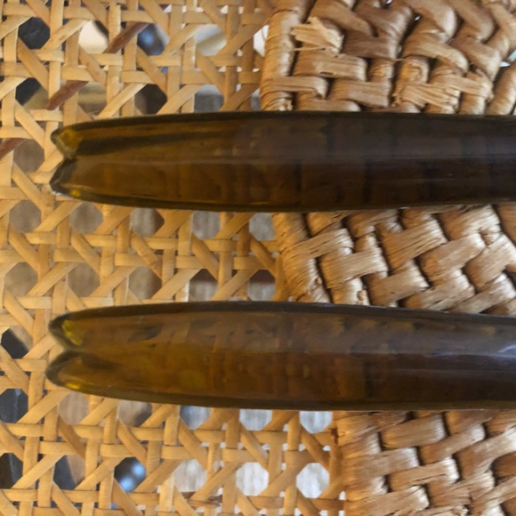 Indiana Glass Amber Grape Sala/Serving Bowl w/Lucite Tongs Retro - Picture 16 of 16